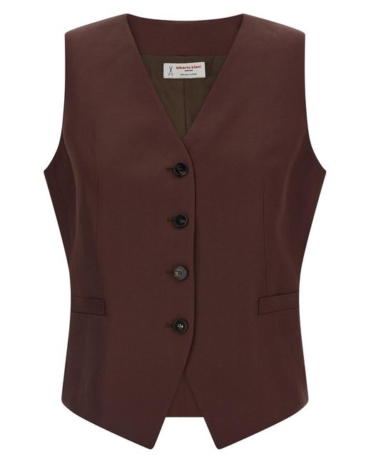Alberto Biani Brown Viscose And Linen Vest