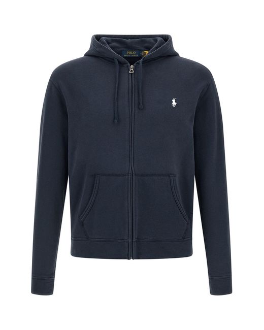 Polo Ralph Lauren Blue Loopback Cotton Hoodie for men