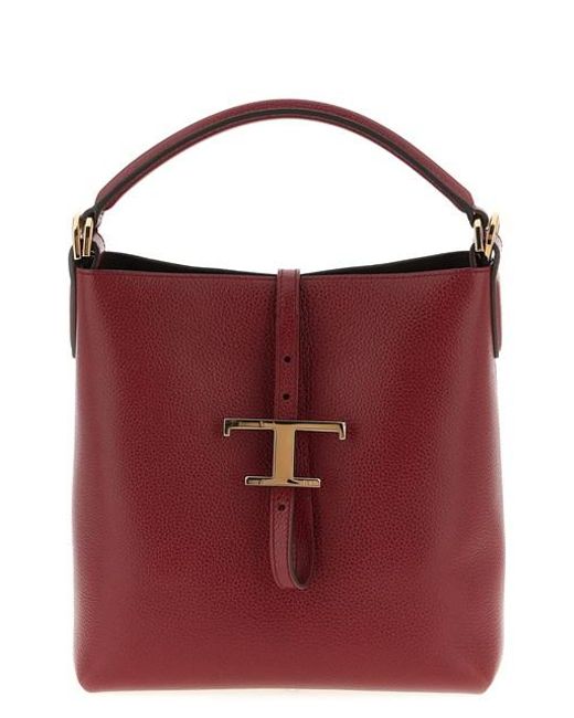 Tod's Red 't Timeless' Mini Bucket Bag