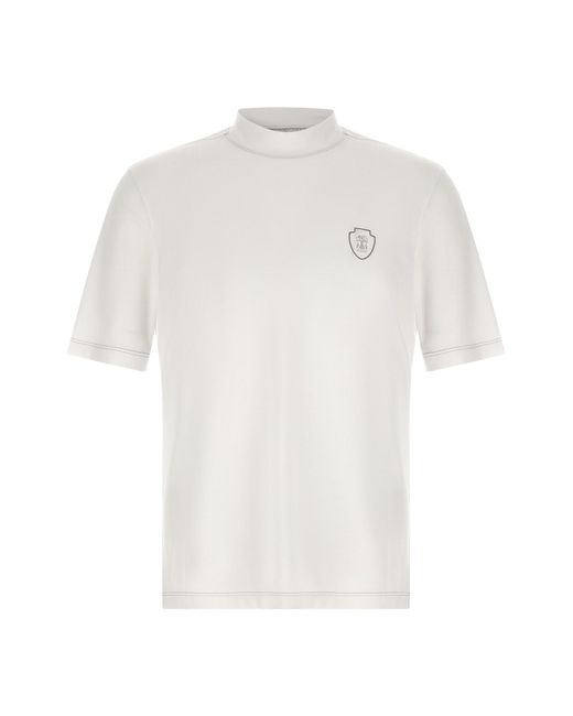 Brunello Cucinelli White Techno Piquet T-shirt for men