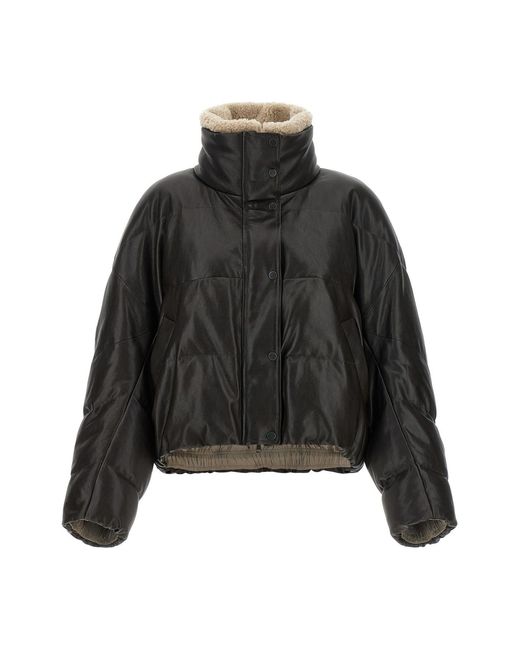 Brunello Cucinelli Black Padded Leather Jacket