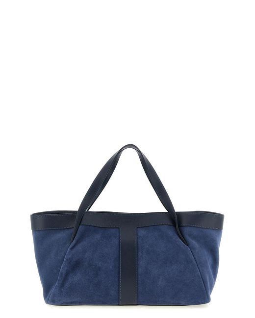 Twinset Blue Suede Shoulder Bag