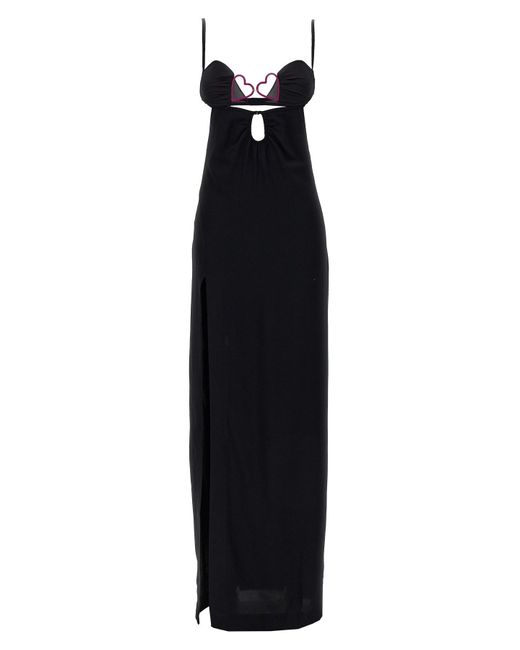 Nensi Dojaka Black 'Heart Bra' Long Dress