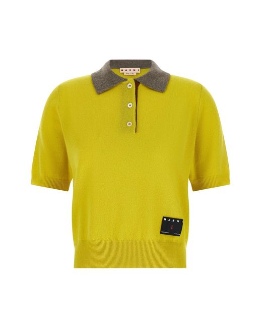 Marni Yellow Cashmere Polo Shirt