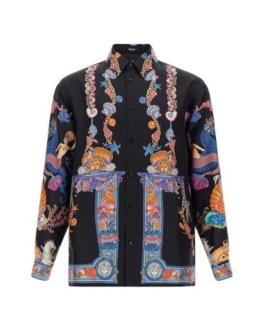 Versace Blue 'Coral Theatre' Shirt for men