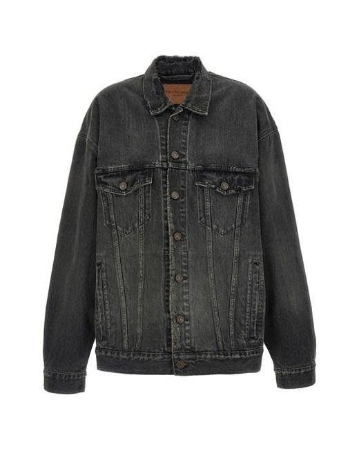 Balenciaga Black Denim Jacket With Used Effect