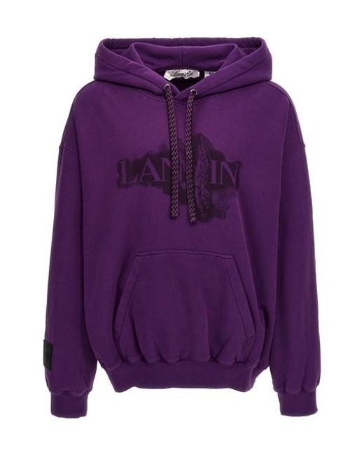 Felpa con cappuccio stampa logo di Lanvin in Purple da Uomo