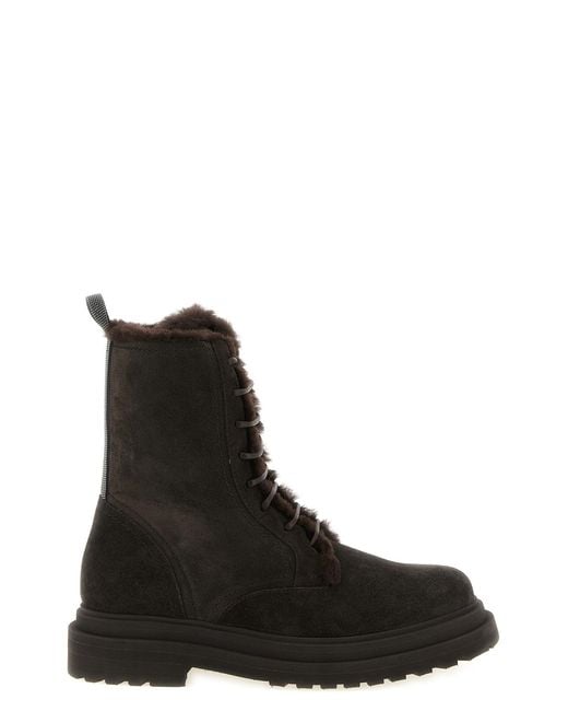 Brunello Cucinelli Black 'precious Loop' Ankle Boots