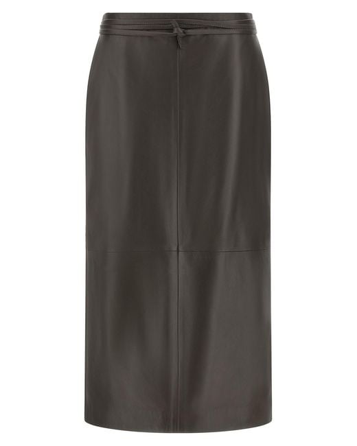 Alberta Ferretti Gray Leather Skirt