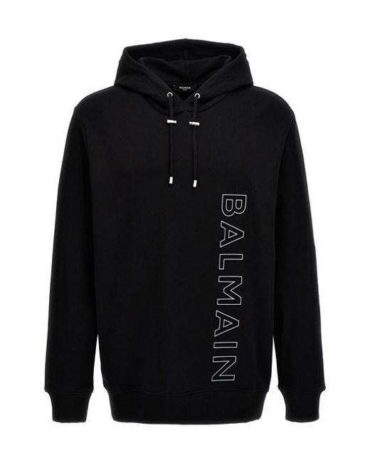 Balmain Black Reflective Logo Hoodie for men