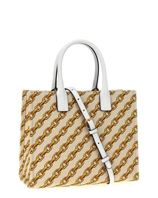 Shopping 'Chain Stripes La Medusa' piccola di Versace in Metallic