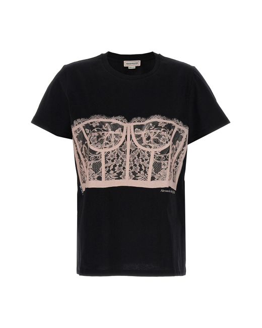 Alexander McQueen Black T-Shirt "Corset"