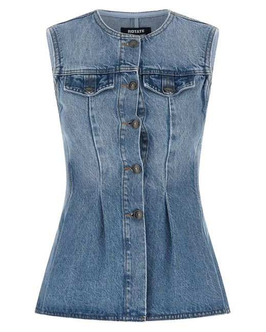 ROTATE BIRGER CHRISTENSEN Blue 'flared Denim' Top