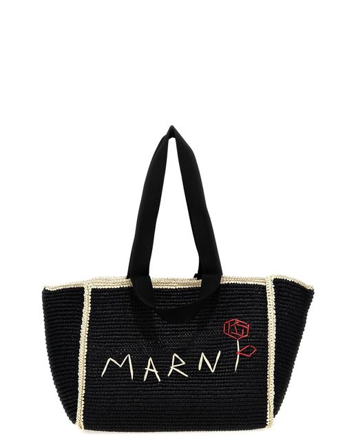 Marni Black Macramé Shopping Bag