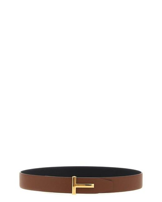 Tom Ford White Logo Buckle Reversible Belt for men