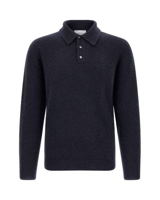 Roberto Collina Blue Cashmere And Silk Polo Shirt for men