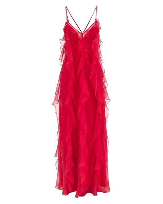 Alberta Ferretti Red Chiffonkleid