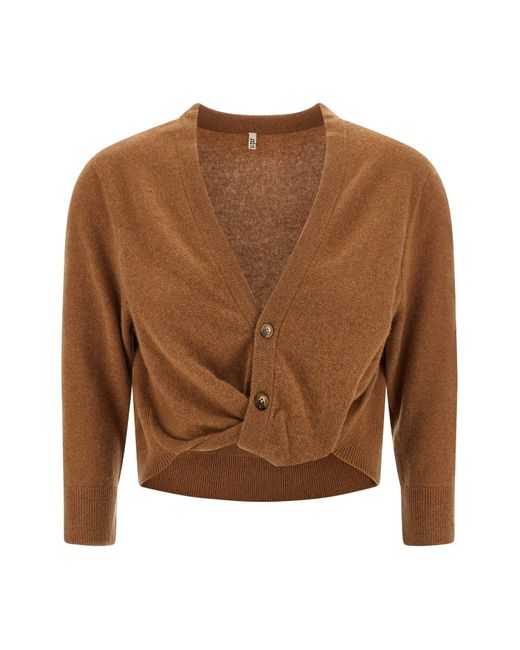 R13 Brown Strickjacke Aus Geknotetem Leder