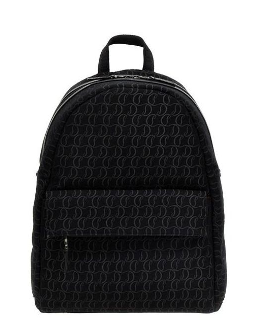 Christian Louboutin Black 'zip N Flap' Backpack for men