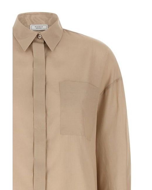 Camicia Fondo Asimmetrico di Peserico in Natural