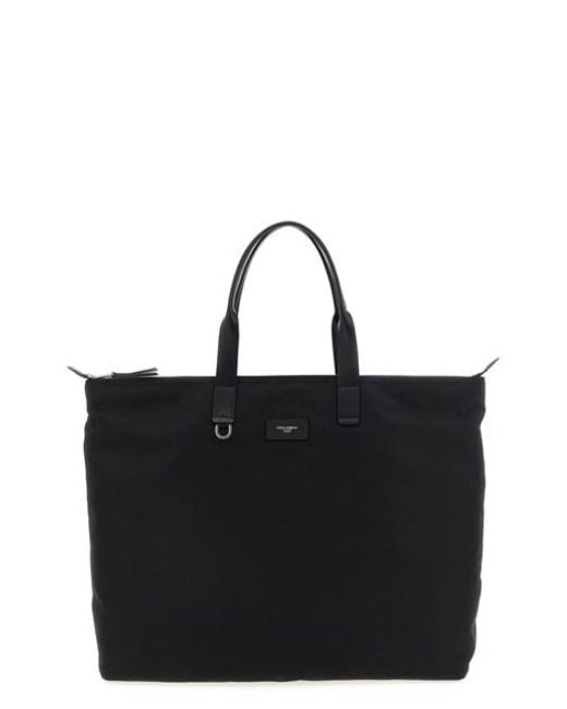 Dolce & Gabbana Black Big Logo Patch Shopping Bag for men