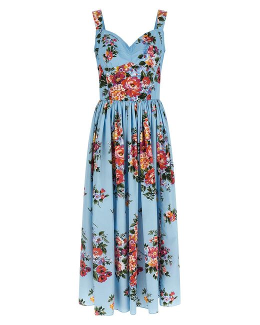 Dolce & Gabbana Blue 'mazzo Di Fiori' Dress