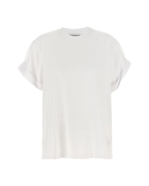 Victoria Beckham White Mini Logo Embroidery T-shirt