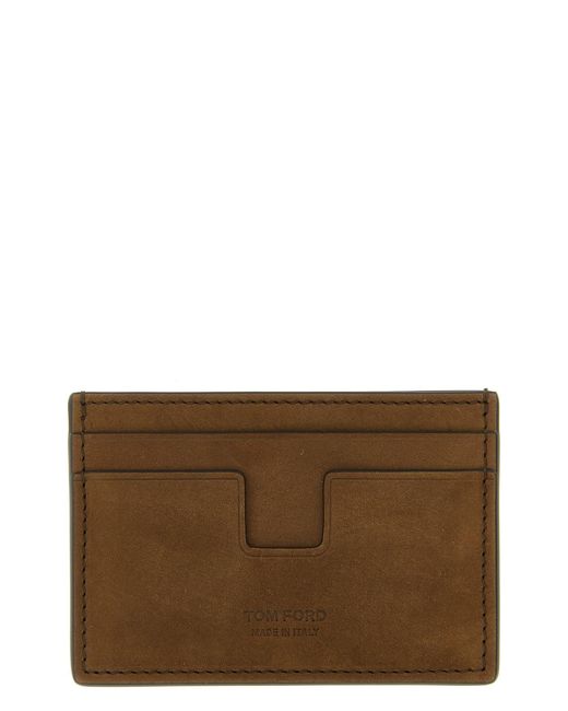 Tom Ford Brown 't Line' Card Holder for men