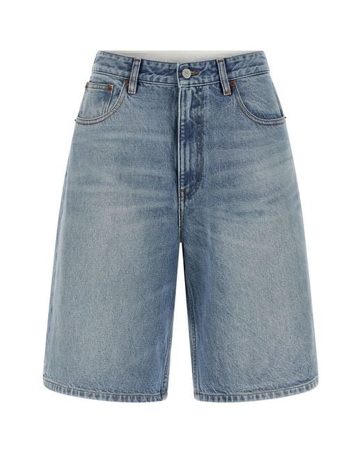MM6 by Maison Margiela Blue White Carré Bermuda Shorts