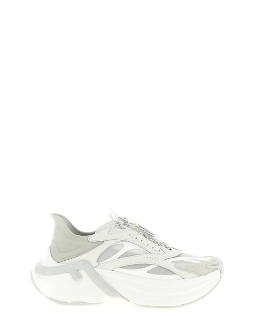 Fendi White ' F-light' Sneakers