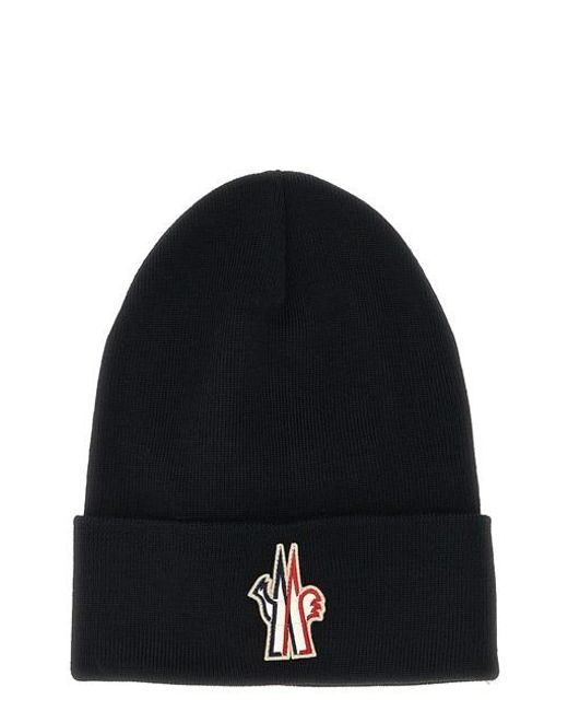 Moncler Blue Logo Patch Beanie for men