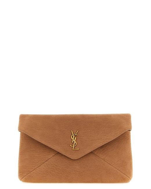 Saint Laurent Brown 'envelope' Large Clutch Bag