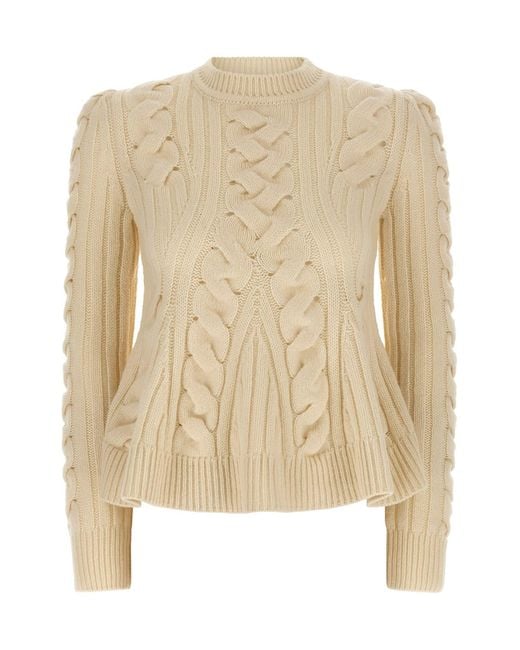 Alexander McQueen Natural Pullover "Peplum Cable"