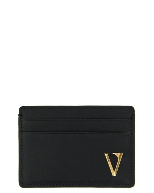 Versace Black 'v Logo' Card Holder for men