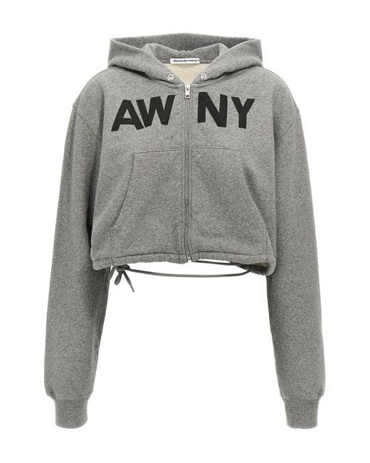 T By Alexander Wang Gray Dekonstruierter Kapuzenpullover
