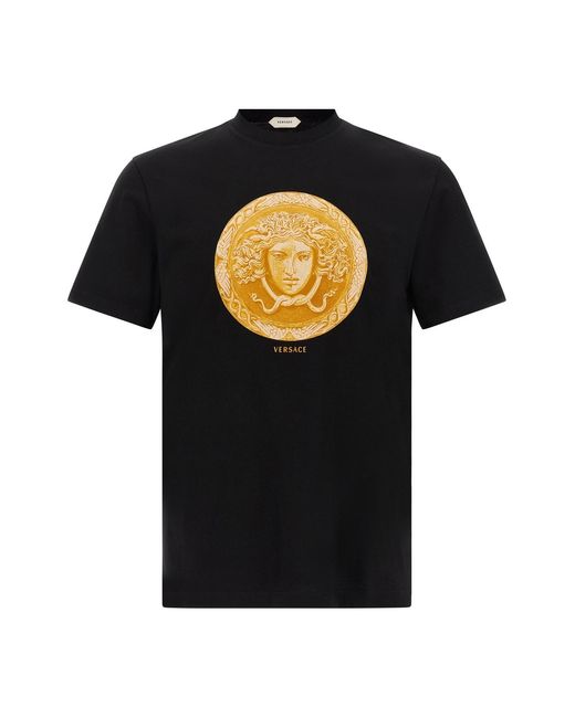 Versace Black 'medusa Coin' Print T-shirt for men