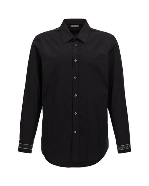 Camicia nastro logato di Alexander McQueen in Black da Uomo