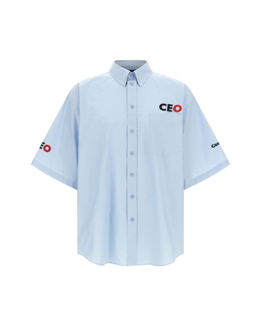 Balenciaga Blue 'Ceo Uniform Logo' Shirt for men