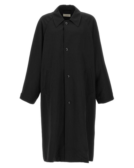 Lemaire Black 'Half Overcoat' Trench Coat for men