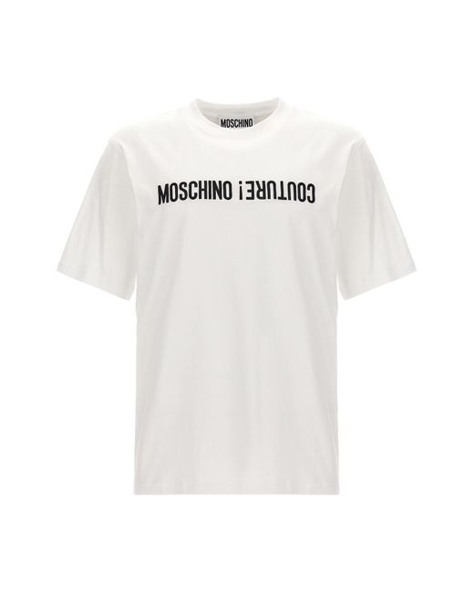 Moschino White Logo Embroidery T-shirt for men