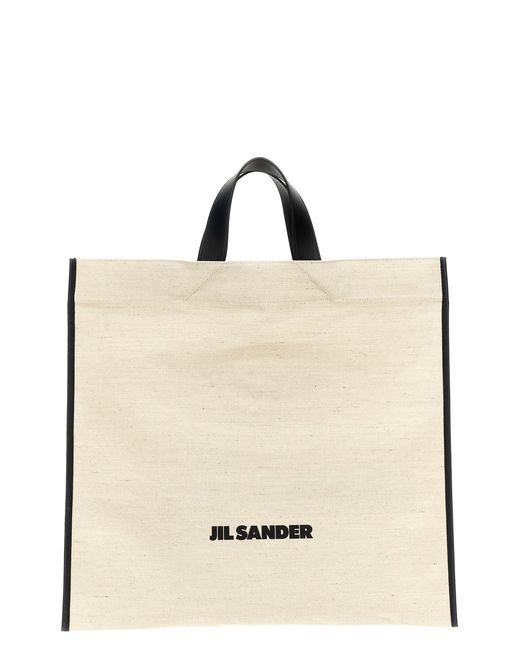 Jil Sander Natural 'border Book Tote Square' Shopping Bag