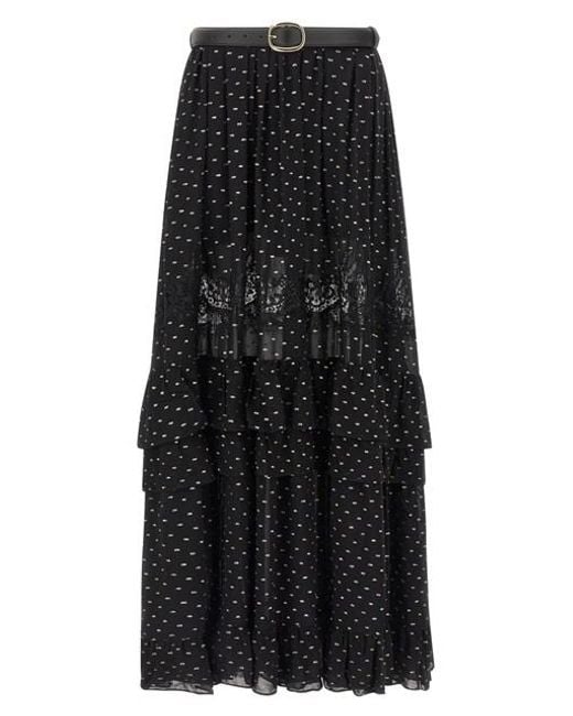 Gonna And Chiffon Lace Maxi' di Self-Portrait in Black