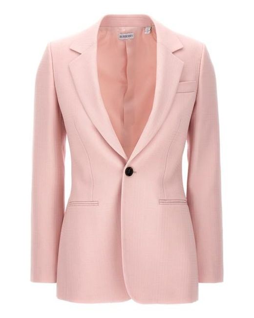Burberry Pink Single-breasted Tailored Blazer