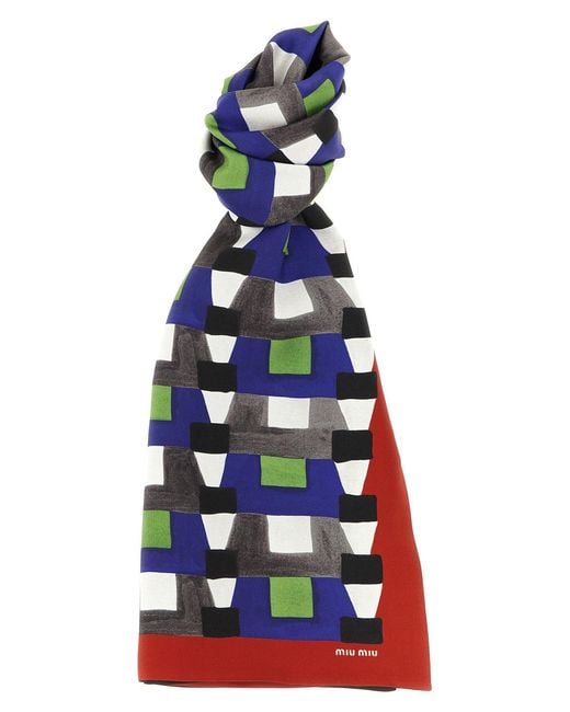 Miu Miu Blue Medium Silk Scarf