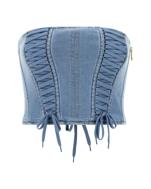 Elisabetta Franchi Blue Bustier Top