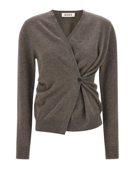 Rohe Gray Asymmetrical 'twisted Ballet' Cardigan