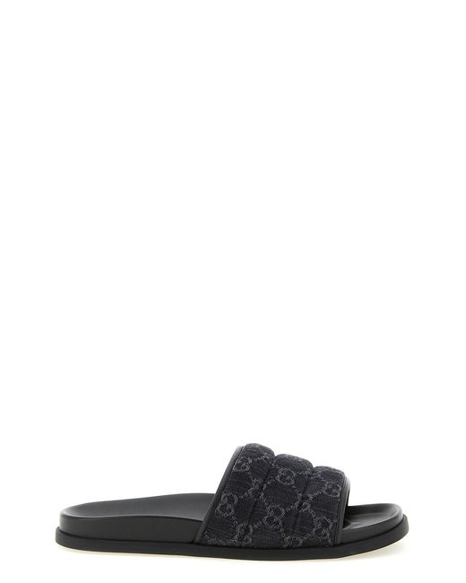 Gucci Black Gg Denim Slides for men