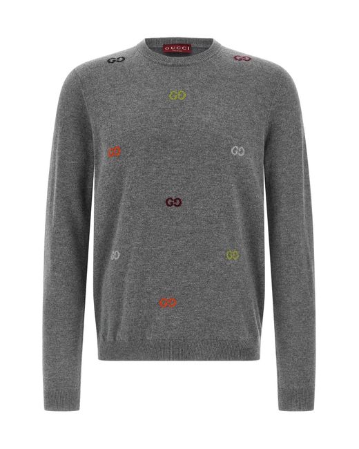 Gucci Gray Gg Intarsia Sweater for men
