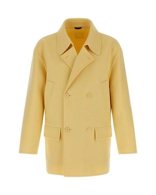 Caban Coat Trench E Impermeabili Giallo-Uomo di Fendi in Yellow da Uomo