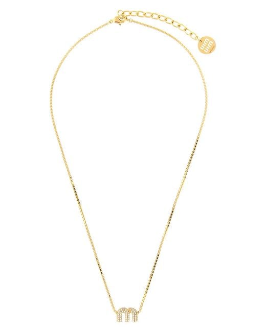 Miu Miu Multicolor Strass Logo Necklace